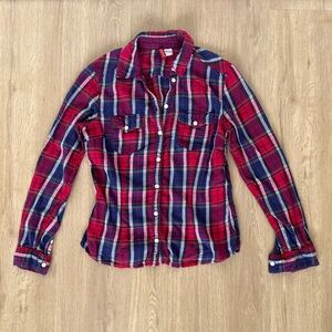 H&M Red and Blue Plaid Button Down Shirt